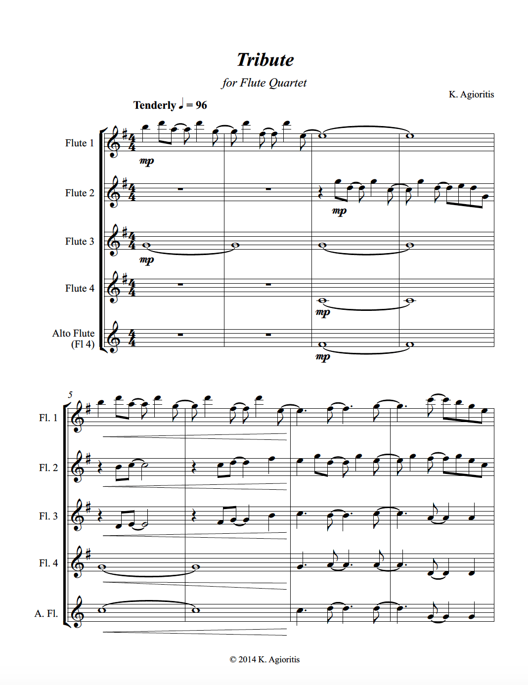 Tribute Flute Quartet Sheet Music Marketplace
